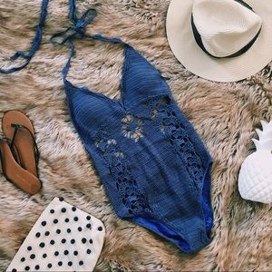 Women’s crochet lace bathing suit knit one piece